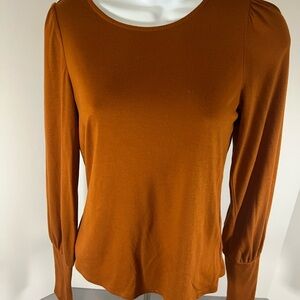 A.n.a New Approach Rustic Brown Balloon Sleeve Blouse Size Xsmall